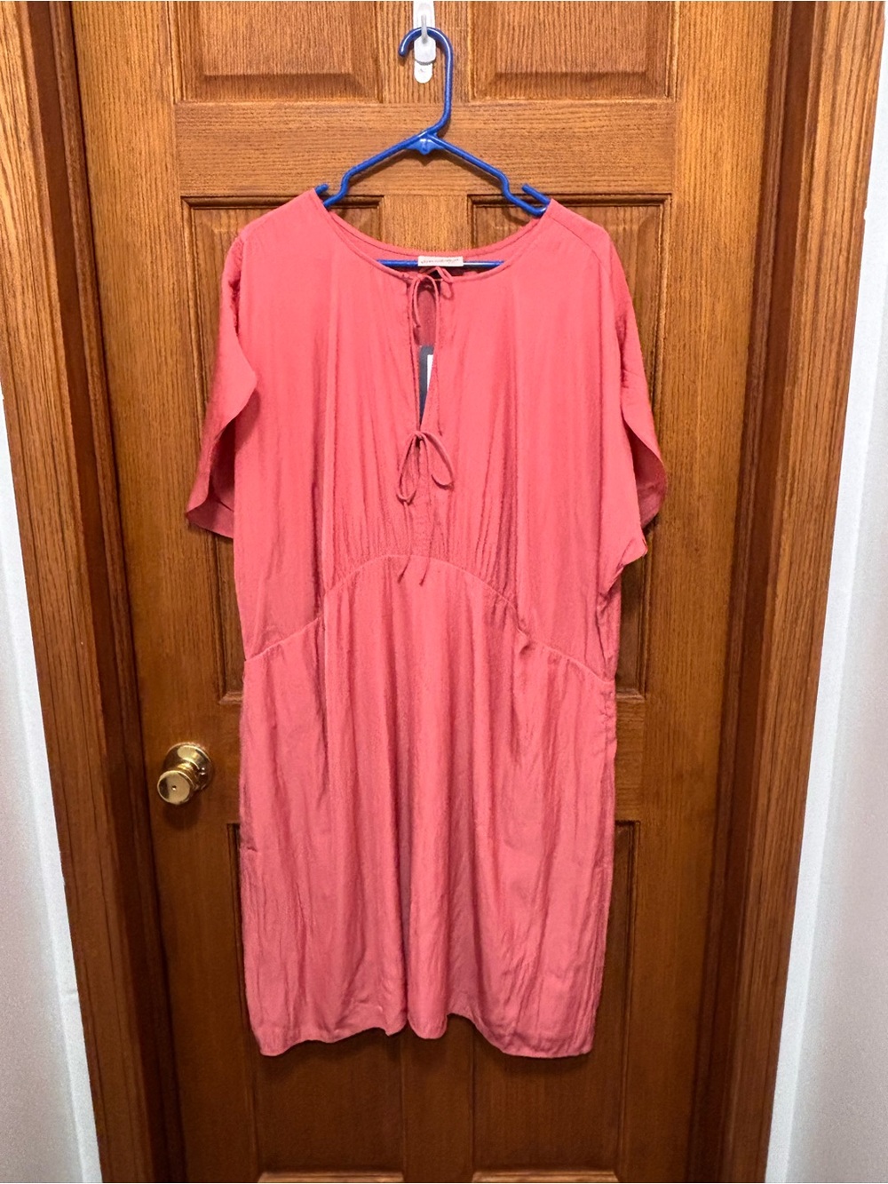 Universal Thread Coral Pink Tie Front Midi Dress. Sz 2X. NWT